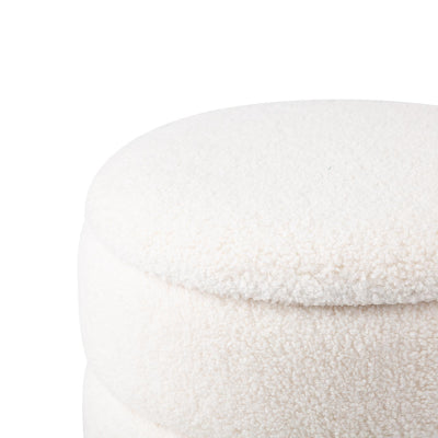 Ivory Boucle Storage Stool
